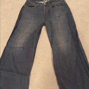 rag & bone Dark Blue Wide-Leg Flare Jeans